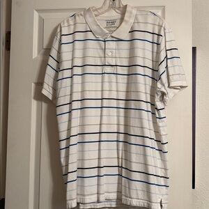 Old Navy White Polo with Blue Stripes
